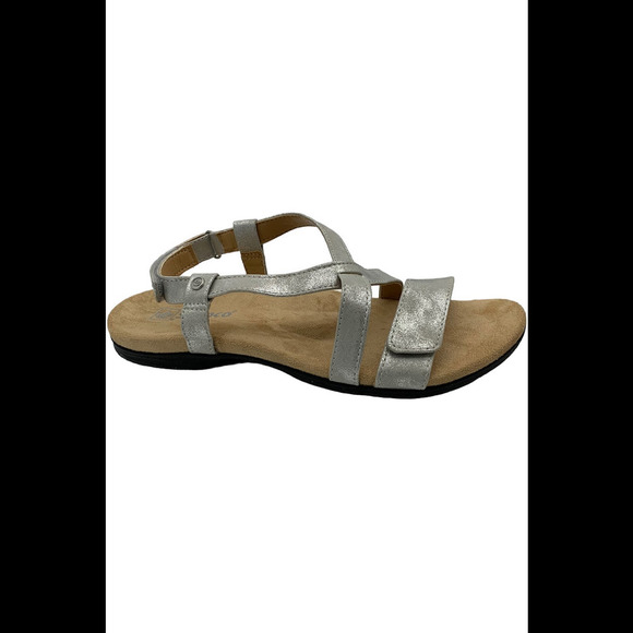 Spenco Women's Orthotic Cross Strap Sandals Grace Sliver Metallic - Medium - Picture 1 of 3